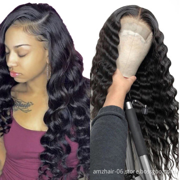Wholesale Full Hd Lace Front Human Hair Wig Cheap Loose Deep Wave Brazilian Virgin Hair 4x4 5x5 Swiss Lace Frontal Closure Wig